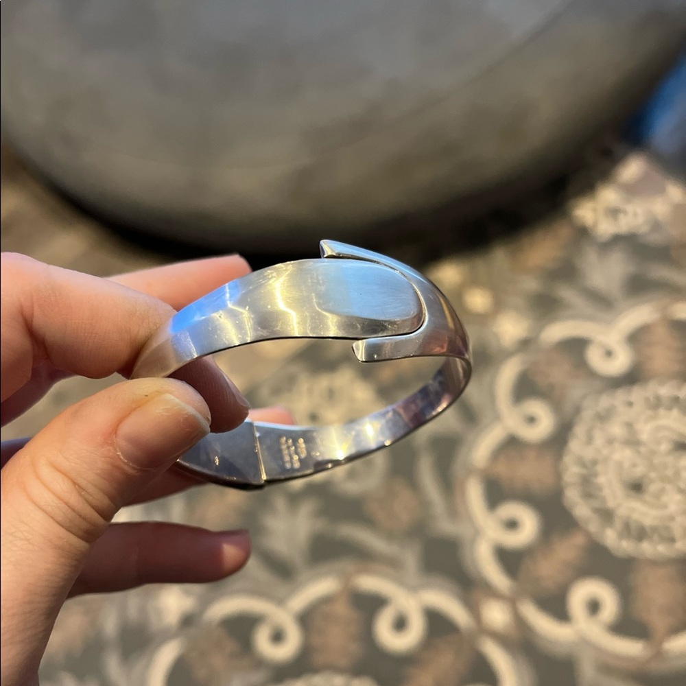 Minimalist Solid Silver Bangle Bracelet - image 6